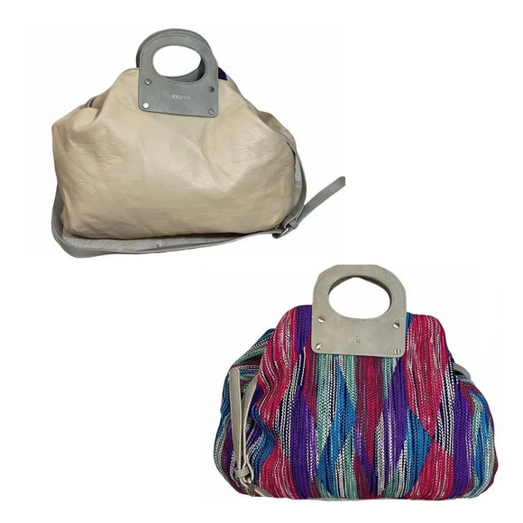 Abbacino Handbags - Abbacino Abstract Cream Reversible Vegan Slouchy Hobo Bag